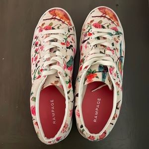 Rampage cream sneakers with flowers and birds. Size 10